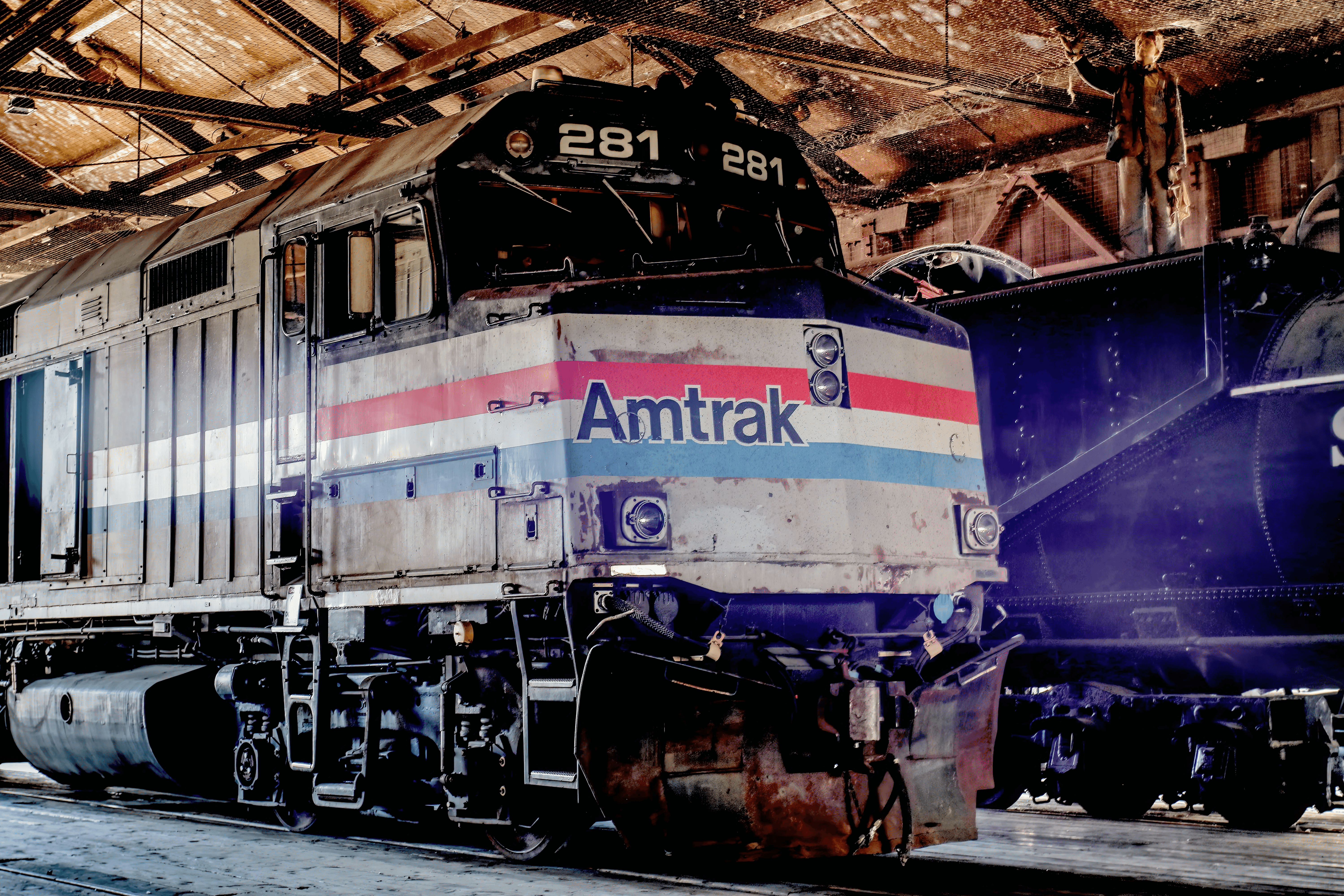 Historic Amtrak Trains in Old Sacramento. Image by Simon Hurry.