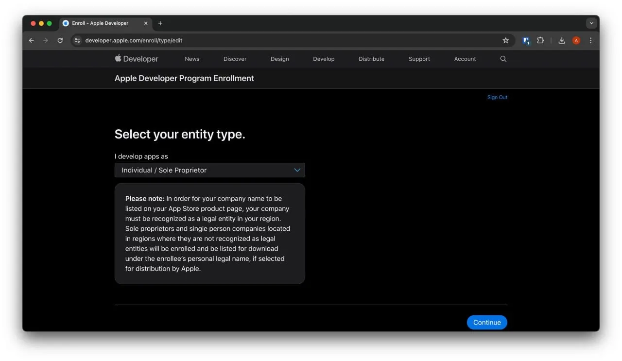 Apple account type