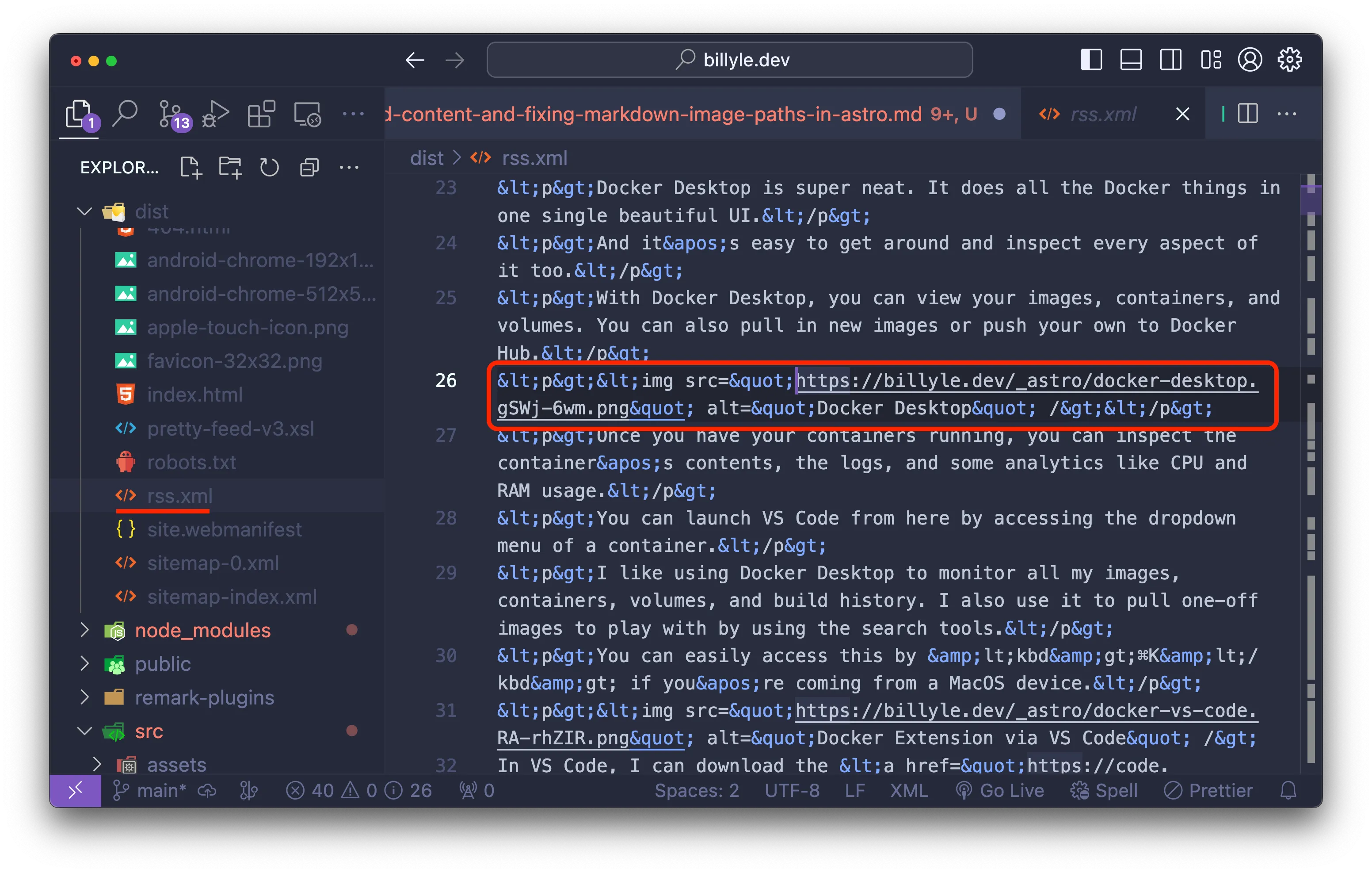 Corrected image path in RSS feed