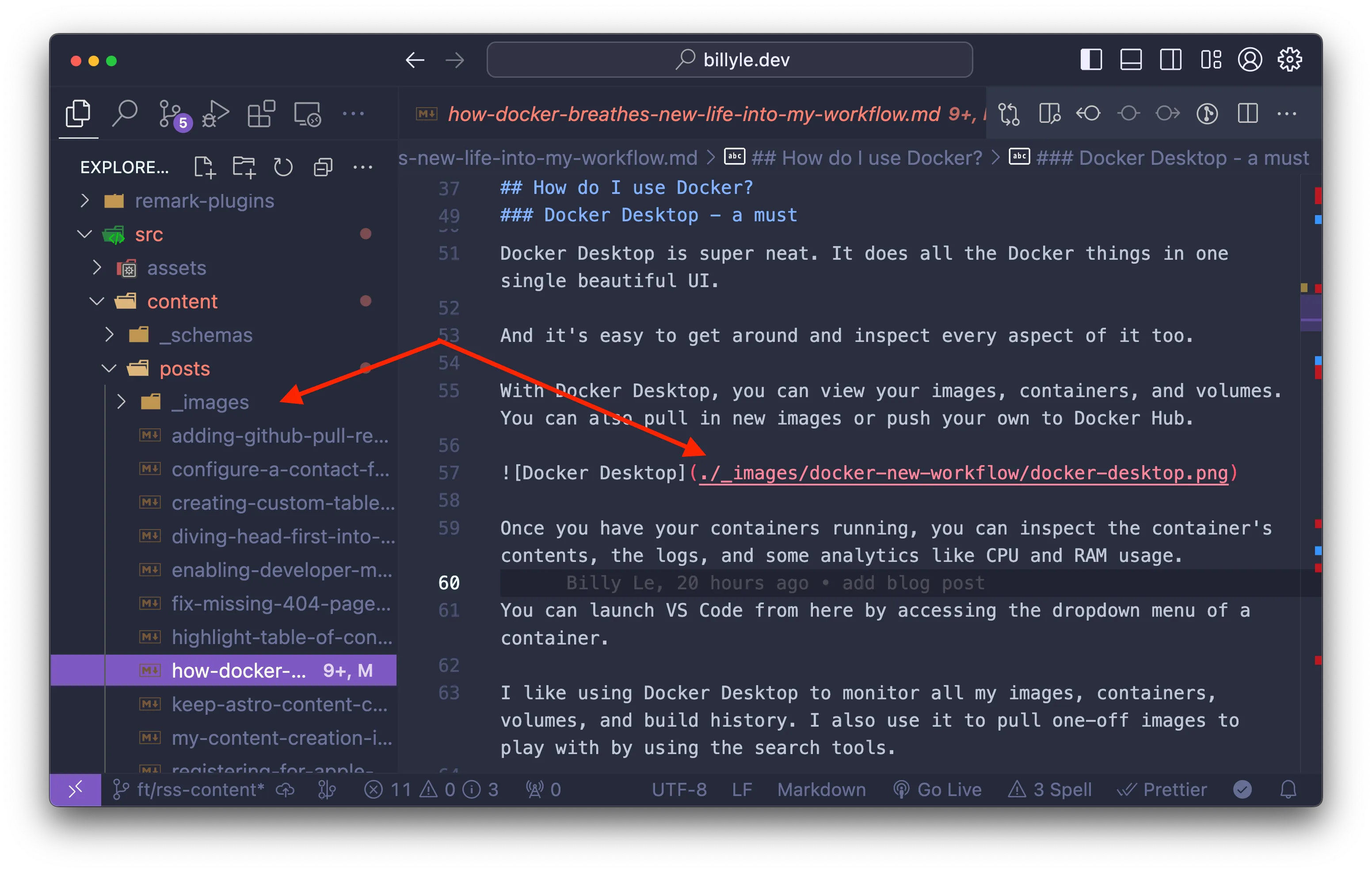 Markdown file showing image relative path