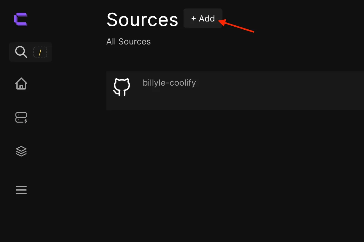 navigation to the sources page