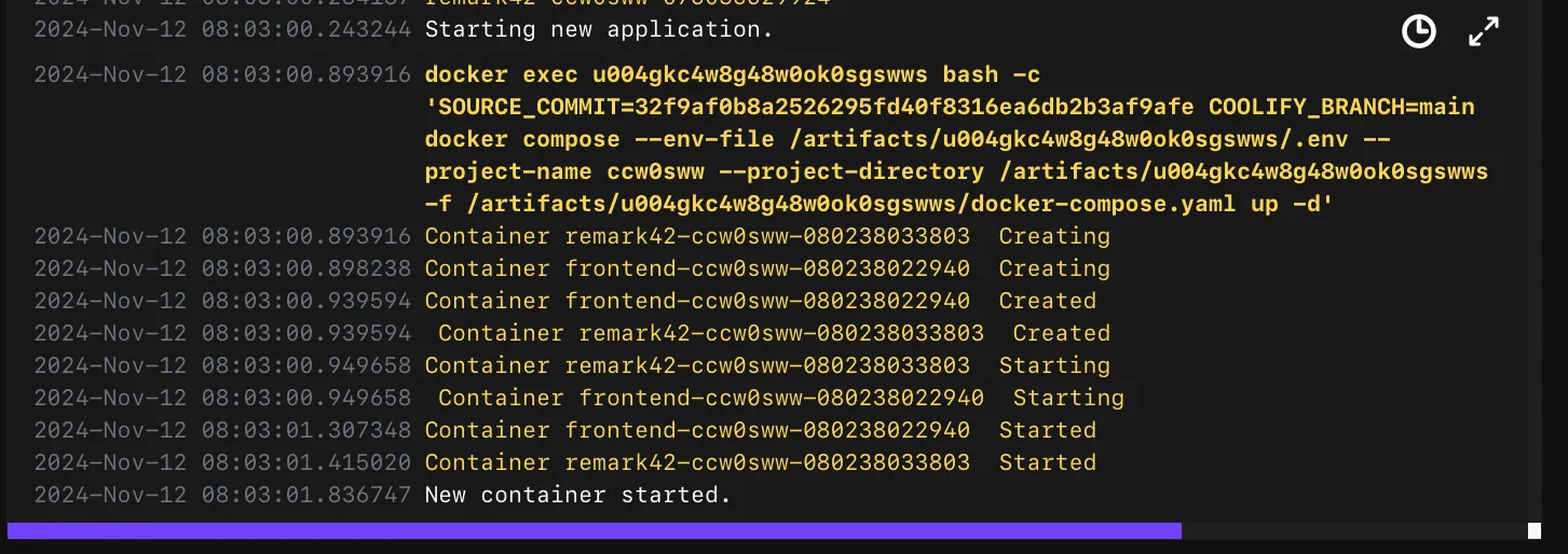 coolify deployment logs