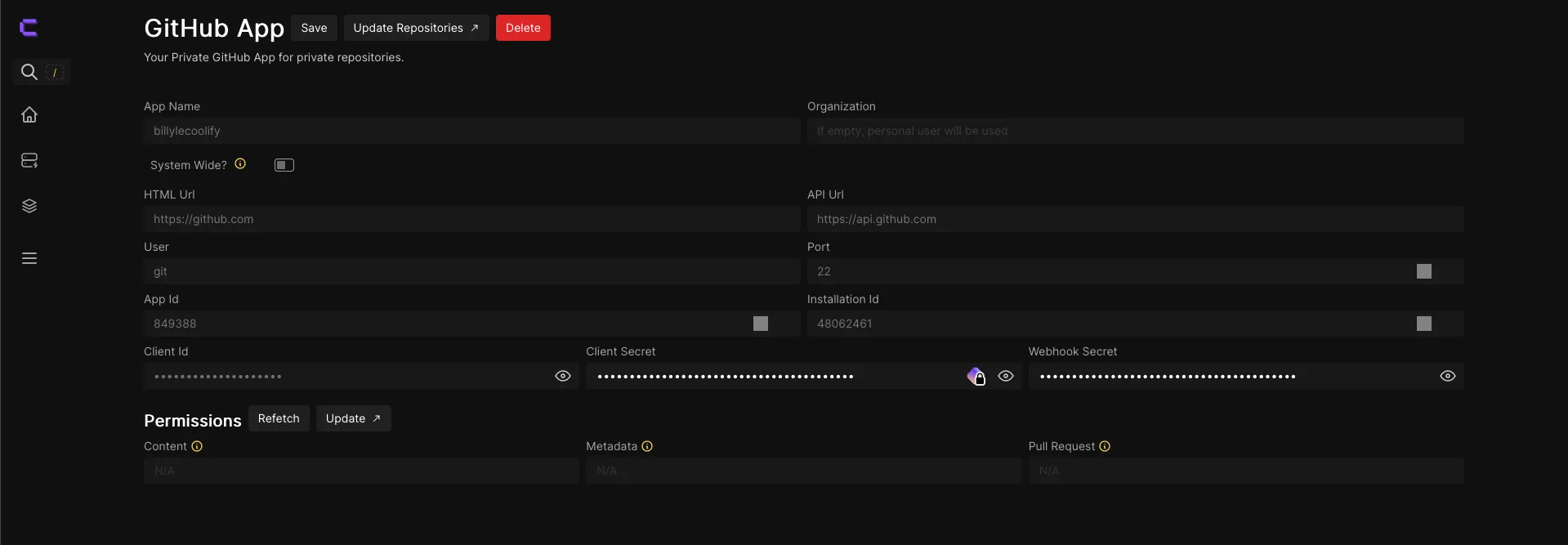 github app auto-populated