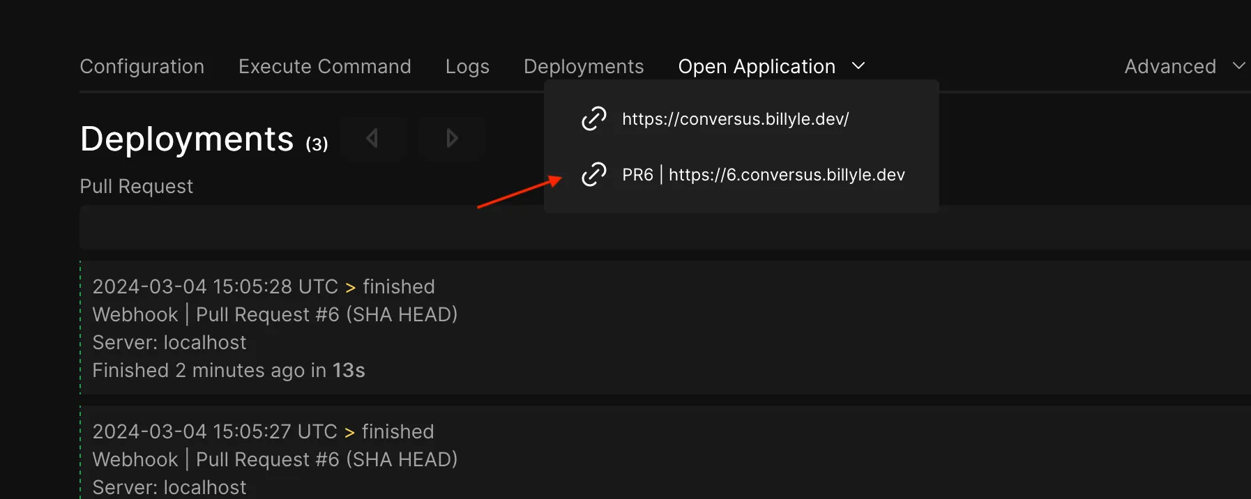 a list available deployed apps
