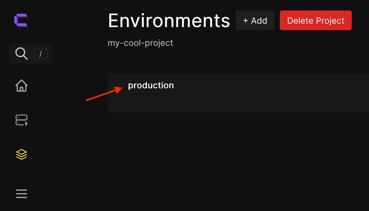 select environment for your project