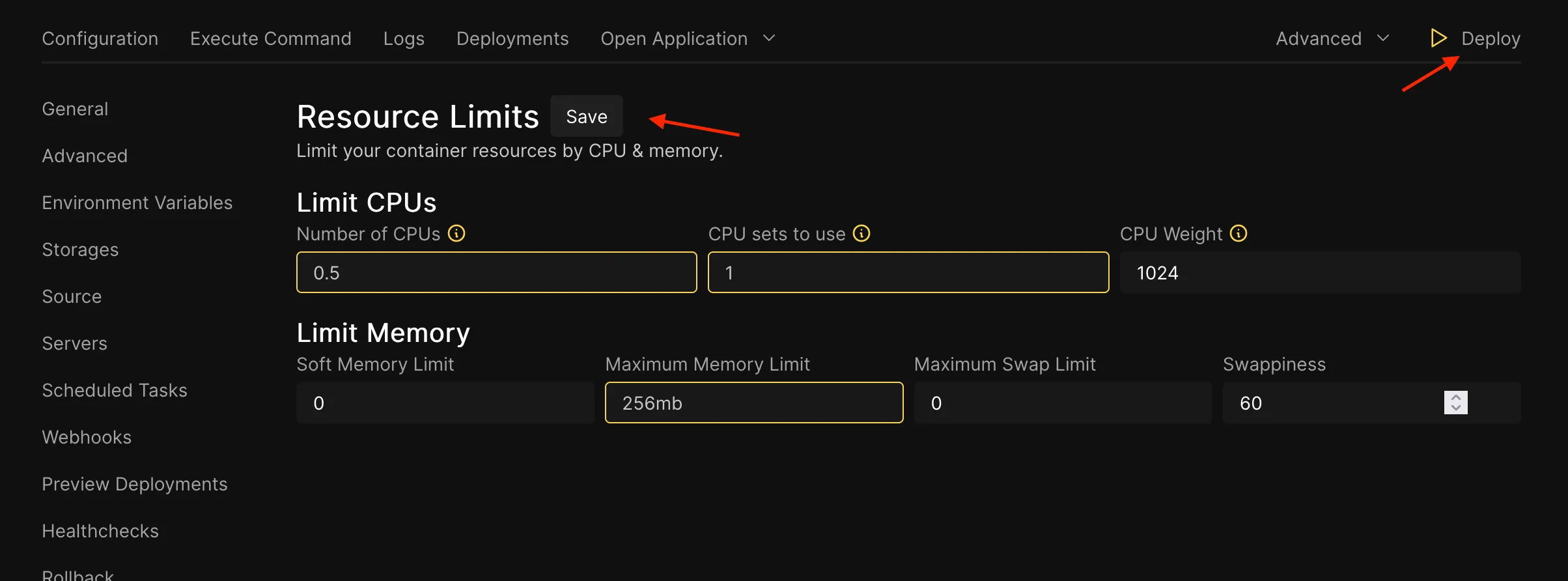 setting resource limits