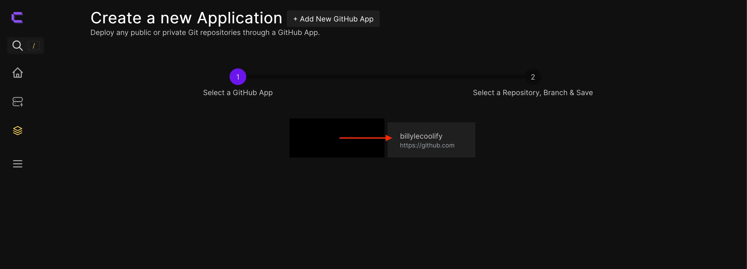 selecting a resource github app