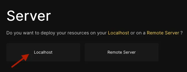 Coolify onboarding - server-type options