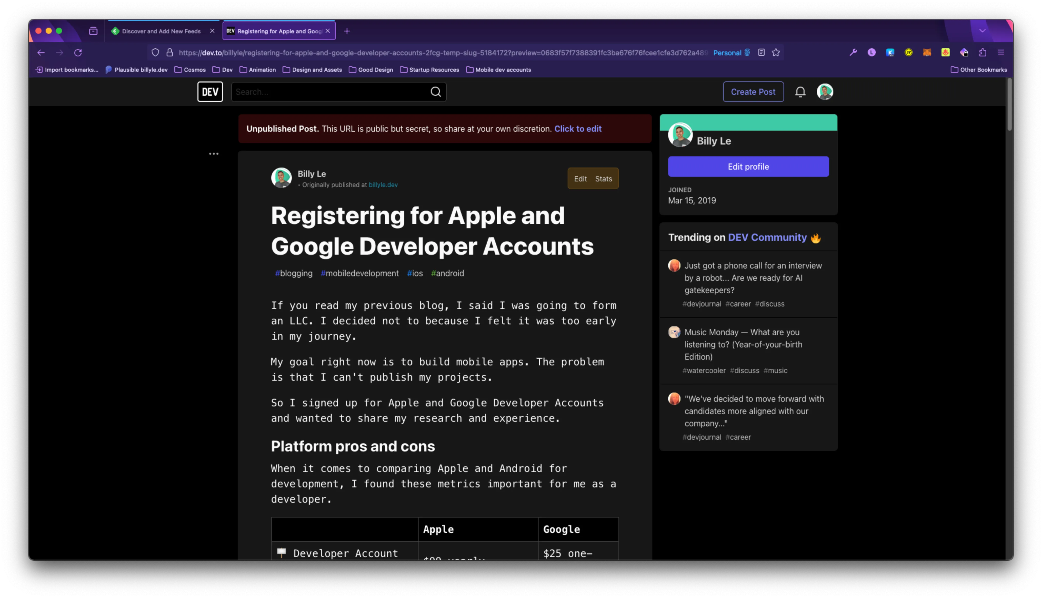 Dev.to draft posts with content
