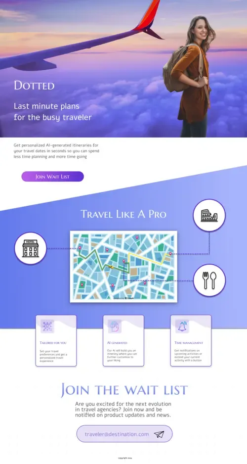 Mock design of market landing page