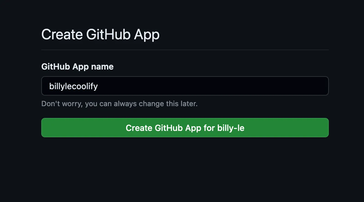 entering github app name