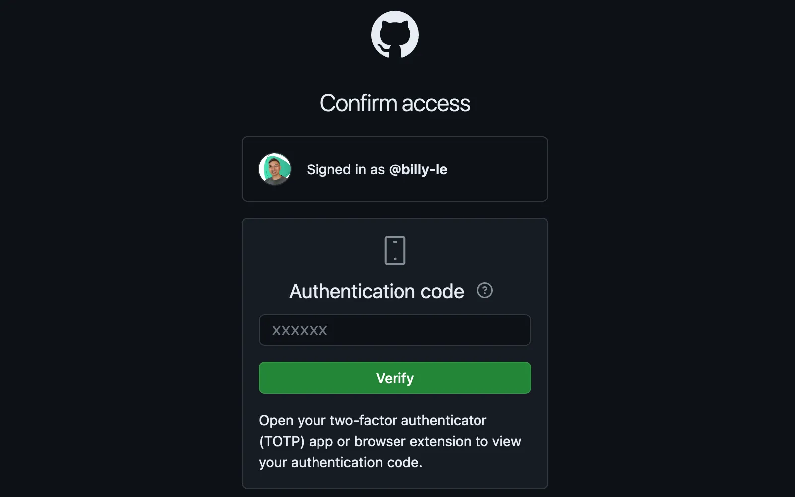 entering github authentication details