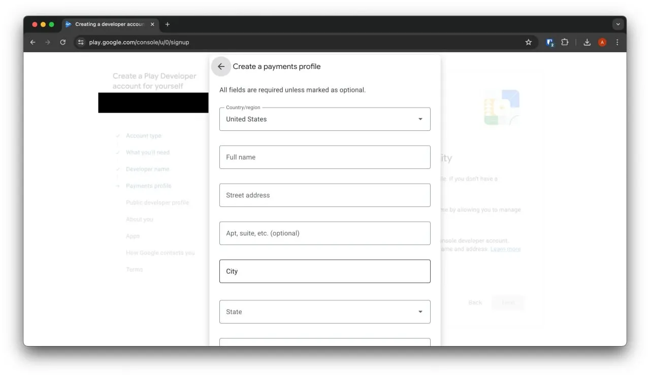 Creating a new Payment Profile