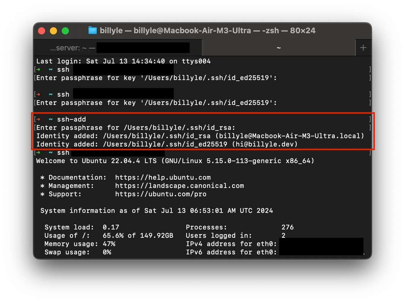 Adding SSH keys to key-ring
