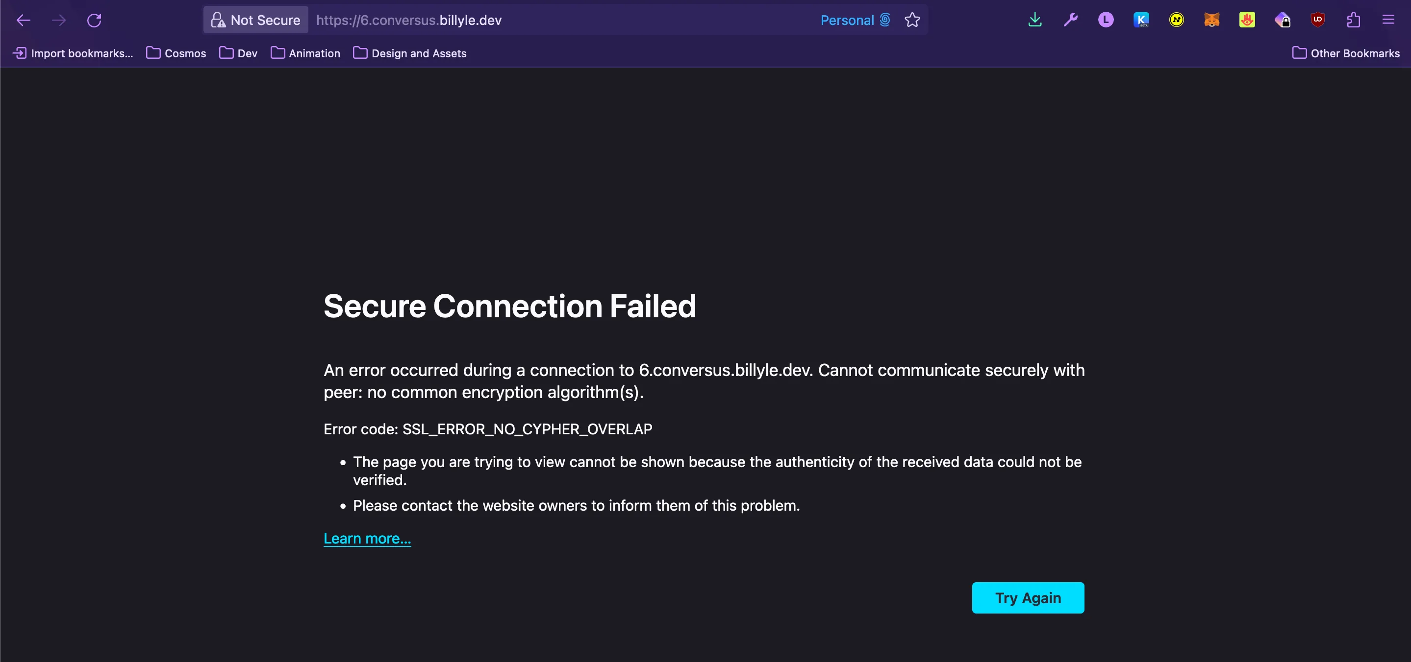 a ssl error no cypher overlap