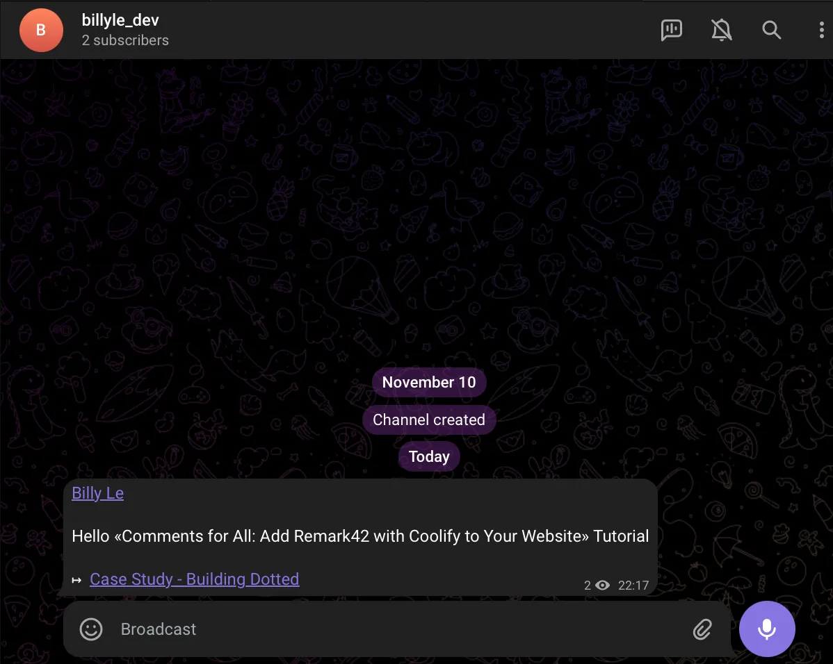 telegram notification from comments